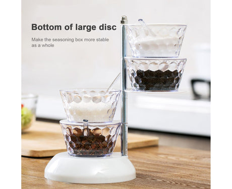 Kitchen Seasoning Bottles Boxes Plastic Frame Rotating Condiment Storage Rack-Light Blue 4 Layers