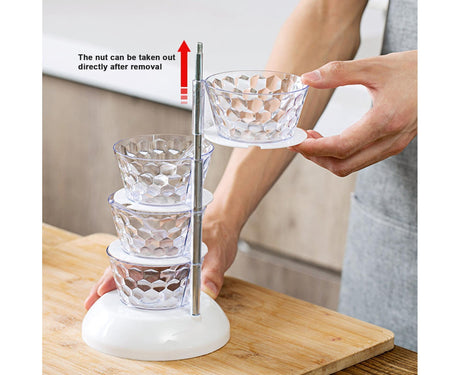 Kitchen Seasoning Bottles Boxes Plastic Frame Rotating Condiment Storage Rack-Light Blue 4 Layers