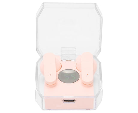 Smart Voice Translator Earbuds Support 144 Languages Online Translation Power Display Translating Headset for Traveling Pink