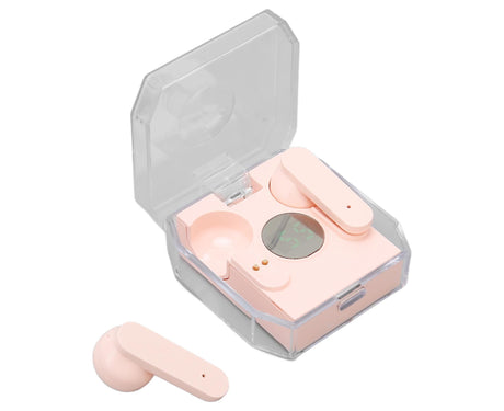 Smart Voice Translator Earbuds Support 144 Languages Online Translation Power Display Translating Headset for Traveling Pink