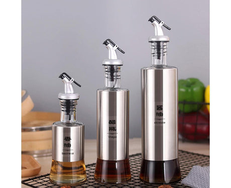 200/350/500ml Stainless Steel Oil Vinegar Bottle Dispenser Cruet Kitchen Gadget-200ML
