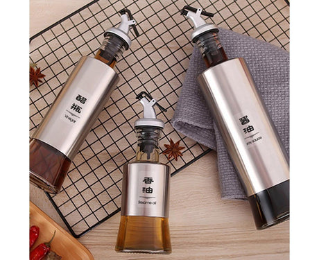 200/350/500ml Stainless Steel Oil Vinegar Bottle Dispenser Cruet Kitchen Gadget-200ML