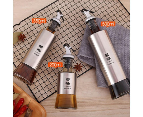 200/350/500ml Stainless Steel Oil Vinegar Bottle Dispenser Cruet Kitchen Gadget-200ML