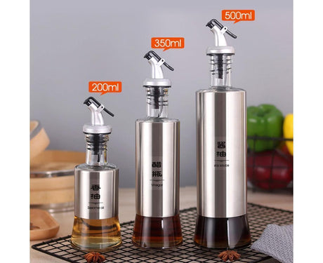 200/350/500ml Stainless Steel Oil Vinegar Bottle Dispenser Cruet Kitchen Gadget-200ML