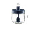 One-piece Design Seasoning Jar Smooth Edge Glass Multi-purpose Spice Bottle Cooking Gadget-Blue
