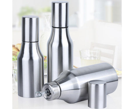 500ML 750ML 1000ML Stainless Steel Oil Vinegar Bottle Container Sauce Dispenser-Silver 750ML