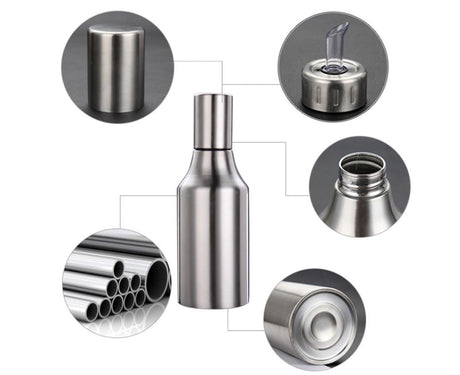 500ML 750ML 1000ML Stainless Steel Oil Vinegar Bottle Container Sauce Dispenser-Silver 750ML