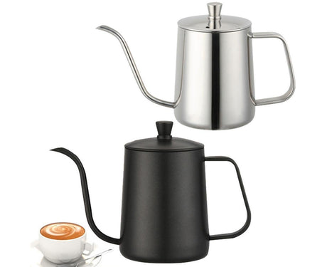 600ml Pour Over Kettle Coffee Maker Stainless Steel Gooseneck Drip Tea Pot Jug-Black 600ML