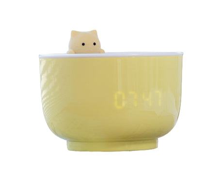 Alarm Clocks USB Powered Cats Teacup ABS LED Night Light Digital Clock for Desk - Yellow