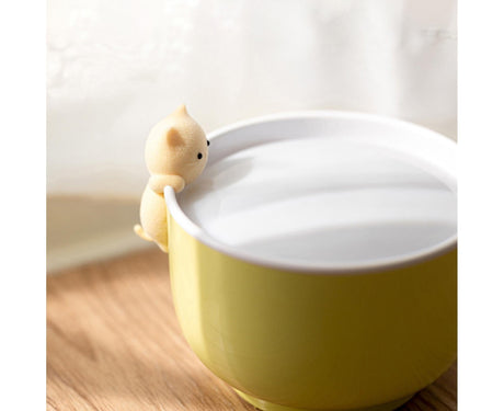 Alarm Clocks USB Powered Cats Teacup ABS LED Night Light Digital Clock for Desk - Yellow