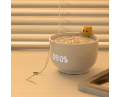 Alarm Clocks USB Powered Cats Teacup ABS LED Night Light Digital Clock for Desk - Yellow