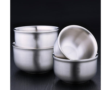 Stainless Steel Double Wall Insulated Round Rice Soup Bowl Kitchen Tableware-12.5cm