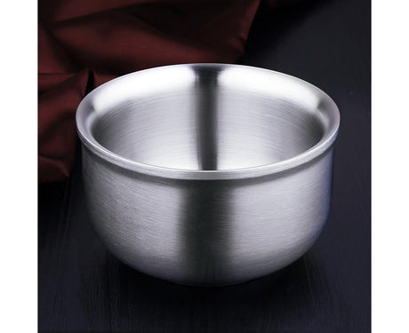 Stainless Steel Double Wall Insulated Round Rice Soup Bowl Kitchen Tableware-12.5cm