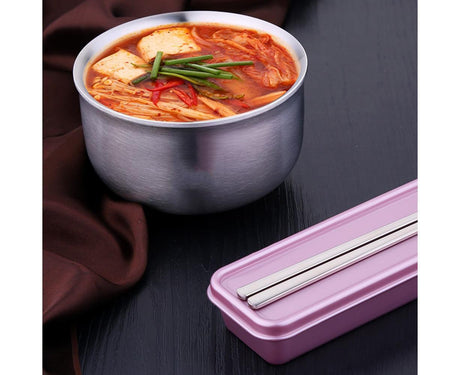 Stainless Steel Double Wall Insulated Round Rice Soup Bowl Kitchen Tableware-12.5cm