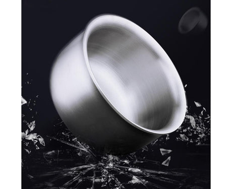 Stainless Steel Double Wall Insulated Round Rice Soup Bowl Kitchen Tableware-12.5cm