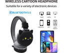 Cartoon Wireless Headphones - Stereo Sound - Cute Black Cat Headphones for babies