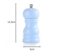 Pepper Grinder Food Grade Rust-proof Wood Handheld Pepper Salt Condiment Grinder for Home-Blue