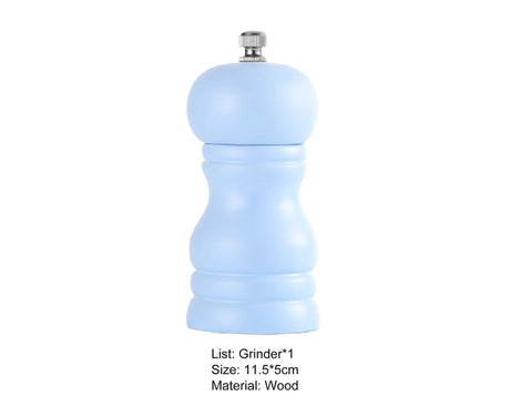 Pepper Grinder Food Grade Rust-proof Wood Handheld Pepper Salt Condiment Grinder for Home-Blue
