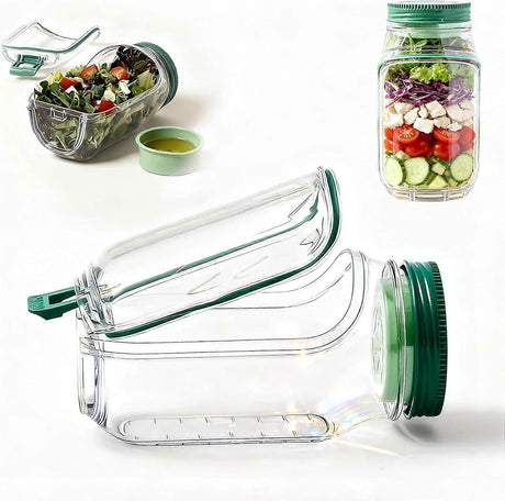 1pc Salad Pod Mason Jar Side Open Portable Salad Container with Lid for Travel