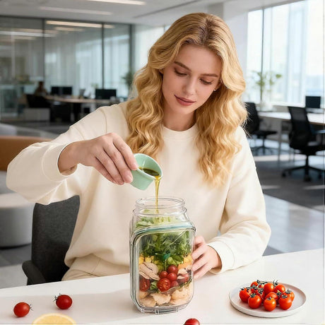 1pc Salad Pod Mason Jar Side Open Portable Salad Container with Lid for Travel