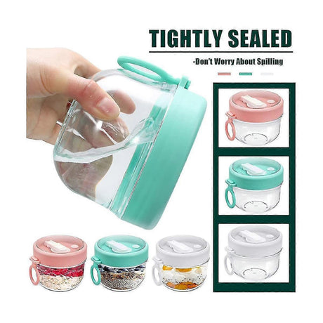 6pcs 20oz Overnight Oats Containers with Lids & Spoons Leakproof Yogurt Salad Jars