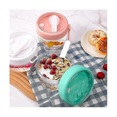 6pcs 20oz Overnight Oats Containers with Lids & Spoons Leakproof Yogurt Salad Jars