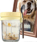 Oats Jars with Lids & Spoon Breakfast On The Go Cups Airtight Large Storage Jars