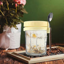 Oats Jars with Lids & Spoon Breakfast On The Go Cups Airtight Large Storage Jars