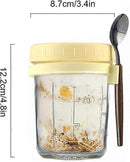 Oats Jars with Lids & Spoon Breakfast On The Go Cups Airtight Large Storage Jars