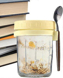 Oats Jars with Lids & Spoon Breakfast On The Go Cups Airtight Large Storage Jars