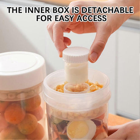 750ml Plastic Salad Jar with Built-in Dressing Cup Leakproof Lunch Box