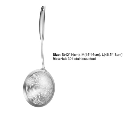 Colander Spoon Anti-scald Handle 304 Stainless Steel Strainer Scoop-L