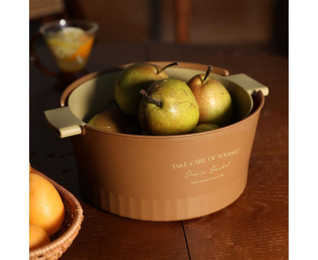 Multifunctional Drain Basket Burrs-free Plastic Double-Layer-Brown S