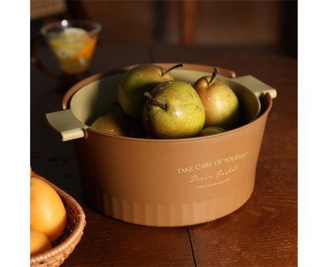Multifunctional Drain Basket Burrs-free Plastic Double-Layer-Brown S