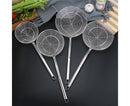 Long Handle Round Stainless Steel Colander Oil Filter Fried Food Grid Strainer-Silver 20