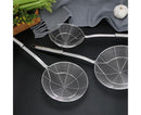 Long Handle Round Stainless Steel Colander Oil Filter Fried Food Grid Strainer-Silver 20
