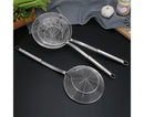 Long Handle Round Stainless Steel Colander Oil Filter Fried Food Grid Strainer-Silver 20