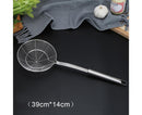 Long Handle Round Stainless Steel Colander Oil Filter Fried Food Grid Strainer-Silver 20