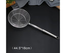Long Handle Round Stainless Steel Colander Oil Filter Fried Food Grid Strainer-Silver 20