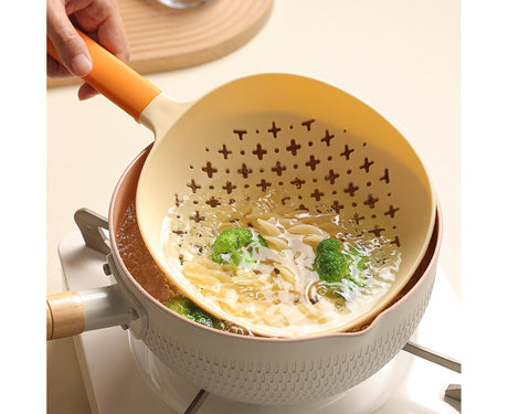 Noodle Colander Eco-Ergonomic Handle Hanging Hole Filter Residue-Orange