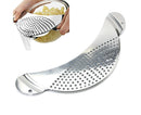 Pot Pan Strainer Board Crescent Shape Draining Hole Wash Fruit Vegetable Filter-Silver