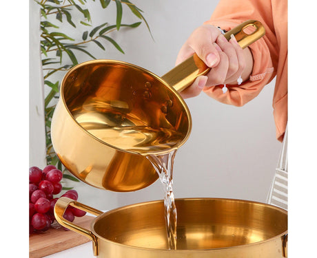 1L Water Scoop Anti-rust Stainless Steel Bathing Ladle-Golden