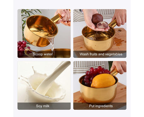1L Water Scoop Anti-rust Stainless Steel Bathing Ladle-Golden