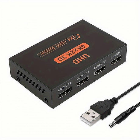 1 In 4 Out 4K HDMI Splitter with AC Adapter