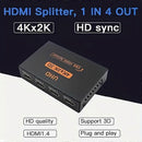 1 In 4 Out 4K HDMI Splitter with AC Adapter