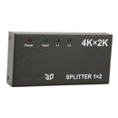 1 In 2 Out 4K HDMI Splitter with AC Adapter