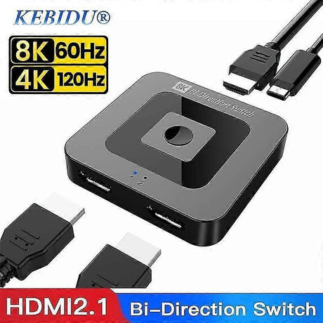 8K 60Hz / 4K 120Hz HDMI Switch 2.1 Bi-Directional 2 In 1 Out for PS4/5 TV Box