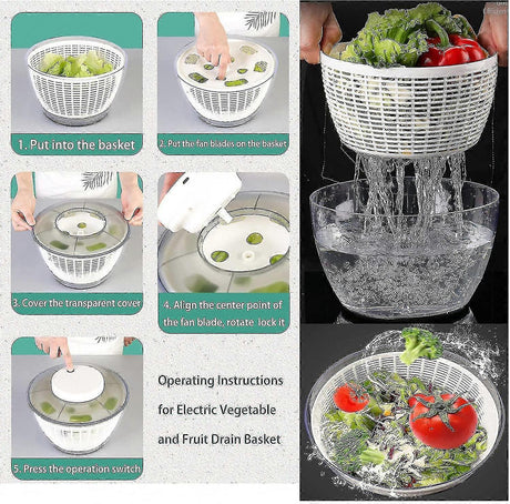 4.5L Electric Vegetable Spin Dryer - USB Rechargeable