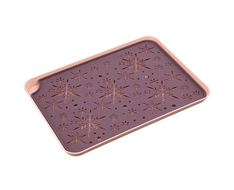 Storage Tray Eco-friendly Hollow Pattern Plastic Rectangular Dessert Tray Supplies for Home-Purple L
