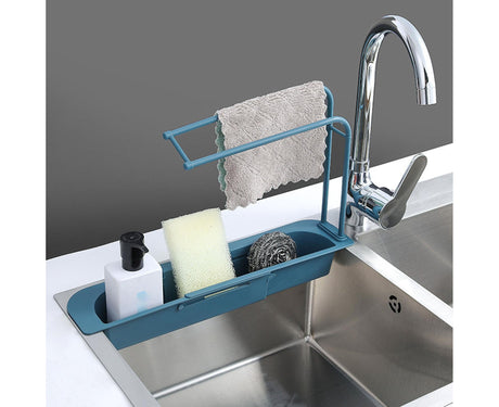 Sink Drain Tray Plastic Quick Drainage Storage Rack-Blue